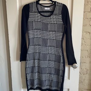 Calvin Klein Knit Houndstooth Sweater Dress